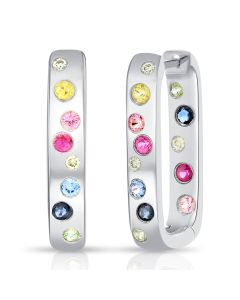 .88CT RAINBOW COLOR CONFETTI HOOP EARRINGS