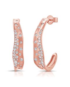 1.11CT DIAMOND CONFETTI BEZEL SET HOOP EARRINGS