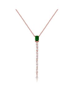 .99CT EMERALD AND DIAMOND LARIAT NECKLACE