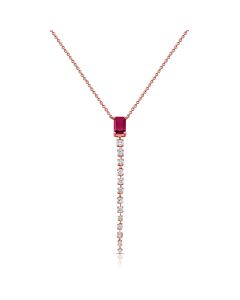 .99CT PINK SAPPHIRE AND DIAMOND LARIAT NECKLACE