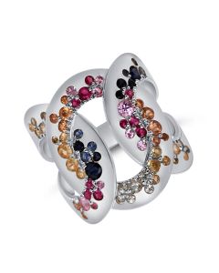 1.87CT RAINBOW COLOR AND DIAMOND CROSSOVER CONFETTI RING