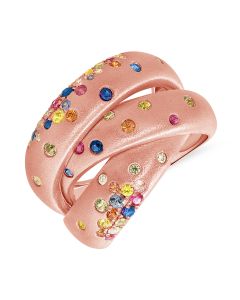 1.25CT RAINBOW COLOR CONFETTI BEZEL SET CROSSOVER RING
