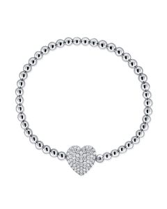 0.95CT DIAMOND PAVE HEART BALL BRACELET