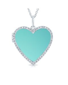 2.75CT TURQUOISE AND DIAMOND HEART LOCKET NECKLACE