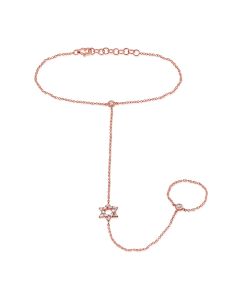 0.23CT BAGUETTES AND DIAMOND STAR OF DAVID HAND CHAIN