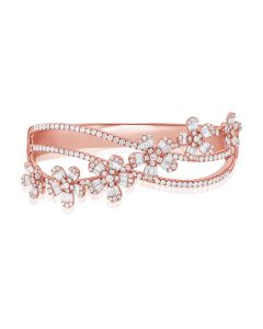 4.94CT BAGUETTES AND DIAMOND FLOWER BANGLE