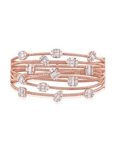 3.48CT BAGUETTES AND ROUND DIAMOND CROSSOVER BANGLE