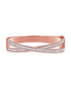 2.96CT BAGUETTES AND ROUND DIAMOND CROSSOVER BANGLE