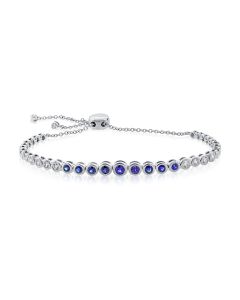 2.46CT SAPPHIRE AND DIAMOND BEZEL BOLO BRACELET