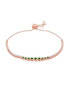 1.00CT EMERALD AND DIAMOND BEZEL BOLO BRACELET