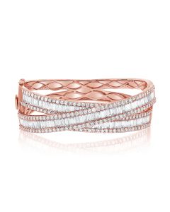 9.60CT BAGUETTES AND DIAMOND CROSSOVER BANGLE