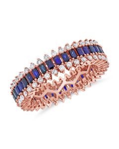 2.09CT SAPPHIRE AND DIAMOND CIGAR BAND