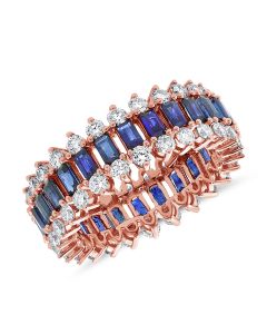 3.91CT SAPPHIRE AND DIAMOND CIGAR BAND