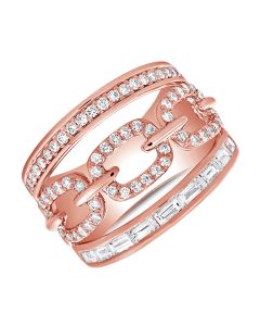 1.13CT BAGUETTES AND ROUND DIAMOND LINK RING