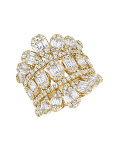 2.64CT BAGUETTES AND ROUND DIAMOND COCKTAIL RING