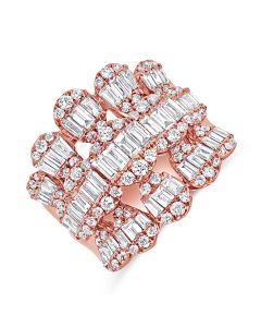 2.41CT BAGUETTES AND ROUND DIAMOND COCKTAIL RING