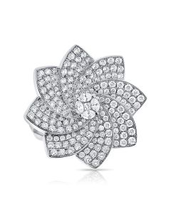 1.94CT PRINCESS, MARQUISE AND ROUND SHAPE DIAMOND FLOWER COCKTAIL RING