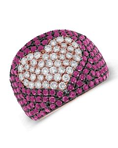 3.27CT PINK SAPPHIRE AND DIAMOND HEART COCKTAIL RING