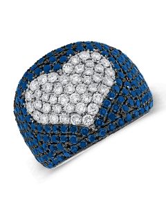 3.11CT SAPPHIRE AND DIAMOND HEART COCKTAIL RING