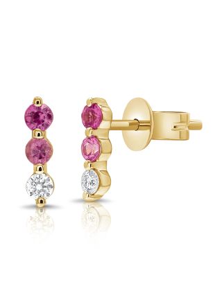 0.30CT PINK SAPPHIRE AND DIAMOND STUD EARRINGS