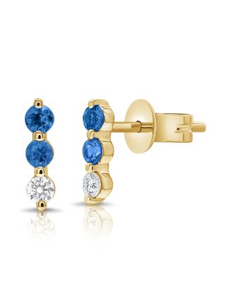 0.30CT SAPPHIRE AND DIAMOND STUD EARRINGS