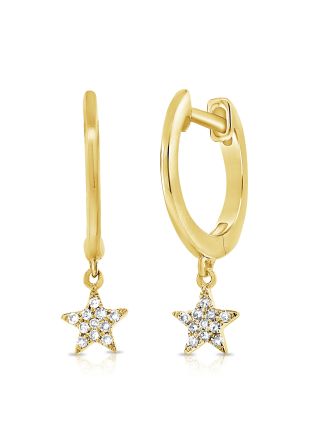 .07CT DIAMOND STAR HUGGIE WITH CHARM EARRINGS