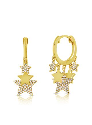 .35CT DIAMOND STAR HUGGIE WITH CHARM EARRINGS