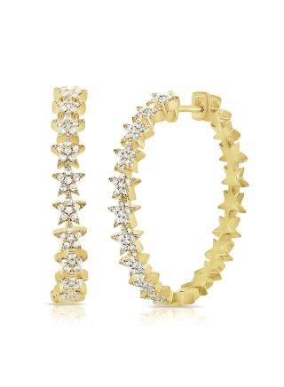 .33CT DIAMOND STAR HOOP EARRINGS