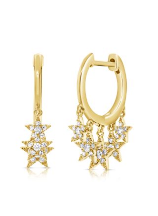 .32CT DIAMOND STAR HUGGIE WITH CHARM EARRINGS