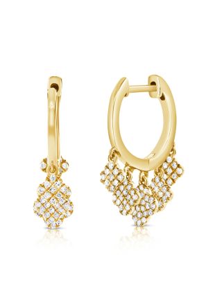 .35CT DIAMOND CLOVER HUGGIE EARRINGS