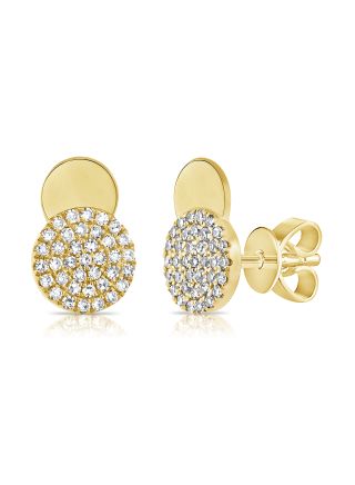 .21CT DIAMOND PAVE DISC STUD EARRINGS