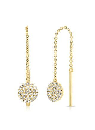 .19CT DIAMOND PAVE DISC THREADER EARRINGS