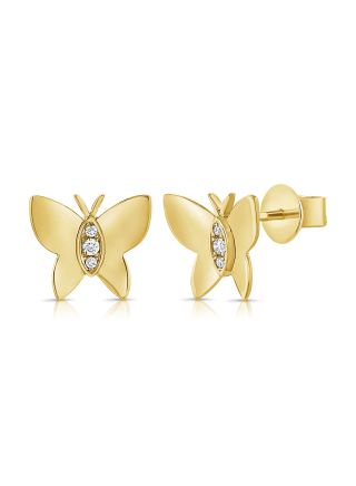 .03CT DIAMOND BUTTERFLY STUD EARRINGS