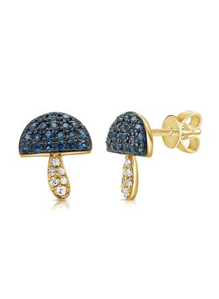.42CT SAPPHIRE AN DIAMOND MUSHROOM STUD EARRINGS