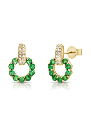 .63CT EMERALD AND DIAMOND STUD EARRINGS