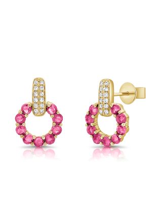 .75CT PINK SAPPHIRE AND DIAMOND STUD EARRINGS