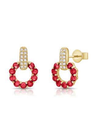 .75CT RUBY AND DIAMOND STUD EARRINGS