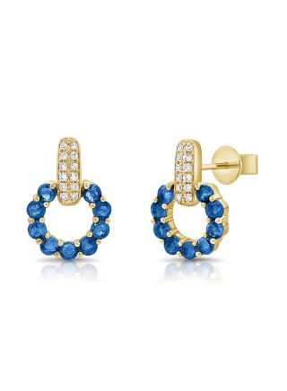 .75CT SAPPHIRE AND DIAMOND STUD EARRINGS