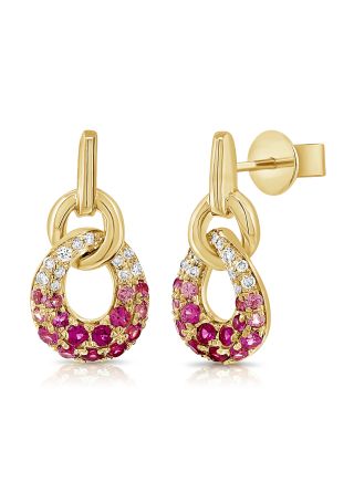 .43CT PINK SAPPHIRE AND DIAMOND DROP EARINGS