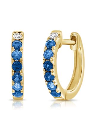 .35CT SAPPHIRE AND DIAMOND HUGGIE EARRINGS