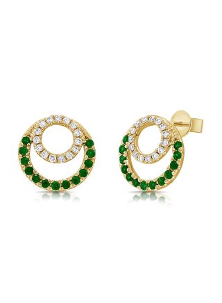 .49CT EMERALD AND DIAMOND CIRCLE STUD EARRINGS