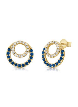 .49CT SAPPHIRE AND ROUND DIAMOND CIRCLE STUD EARRINGS
