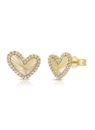 .14CT DIAMOND FLUTED HEART HUGGIE EARRINGS