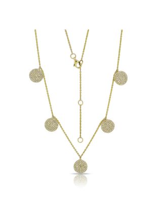 .94CT DIAMOND PAVE DISC STATION NECKLACE