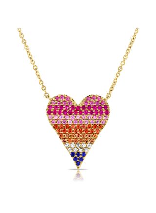 1.94CT RAINBOW COLOR DIAMOND HEART PENDANT NECKLACE