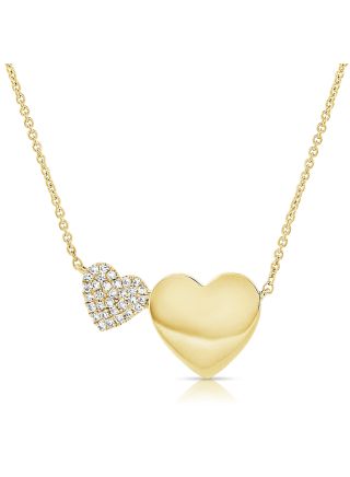 .09CT DIAMOND DOUBLE HEART PENDANT NECKLACE