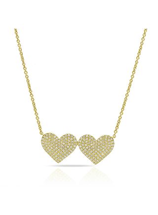 .51CT DIAMOND DOUBLE HEART PENDANT NECKLACE
