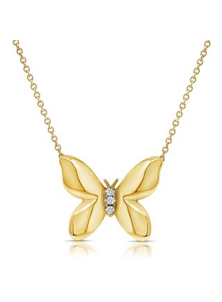 .02CT DIAMOND BUTTERFLY PENDANT NECKLACE