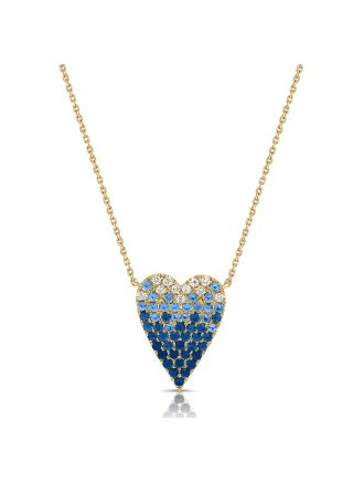 1.49CT SAPPHIRE AND DIAMOND HEART PENDANT NECKLACE