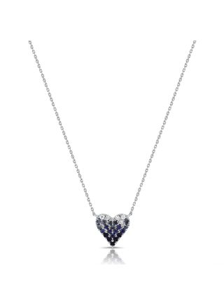 .37CT SAPPHIRE AND DIAMOND HEART PENDANT NECKLACE